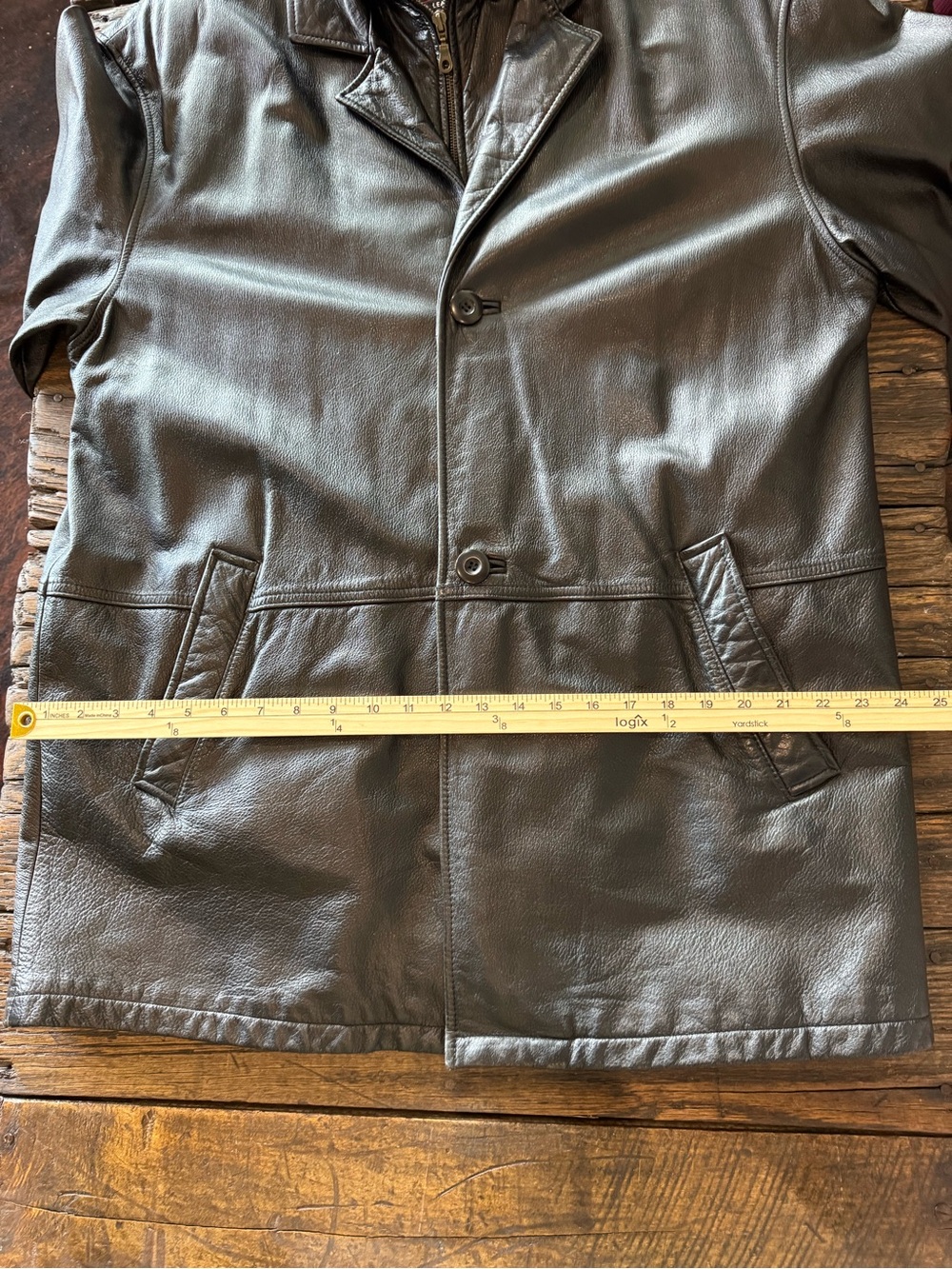 Wilson's Leather Vintage Black Genuine Leather Car / Trench Coat - Large - Picture 15 of 16